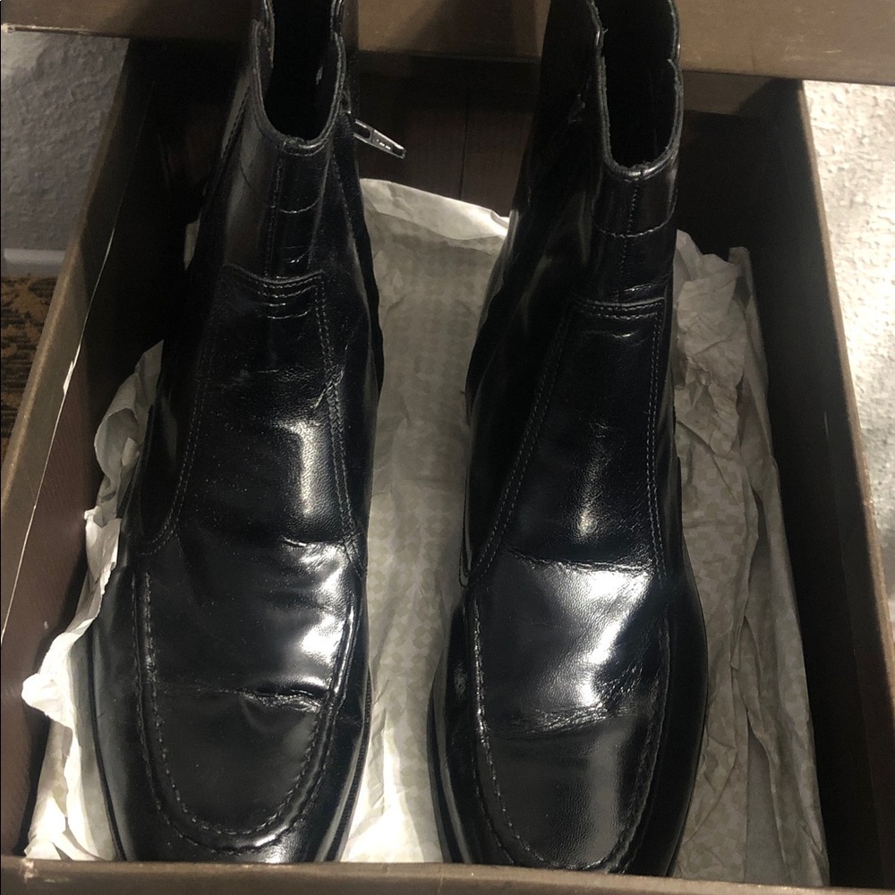 Florsheim Black Leather Zip Dress Boots - Picture 3 of 16